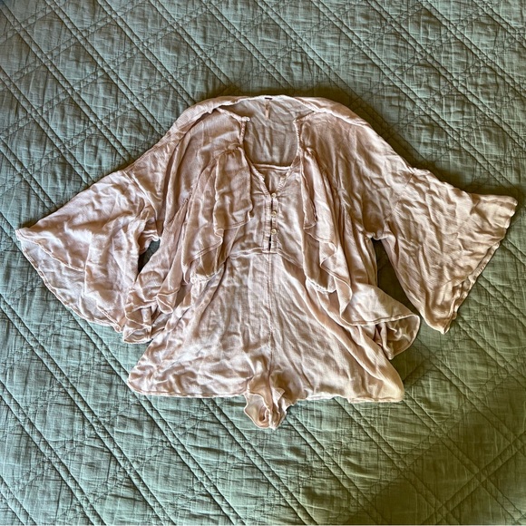 Free people endless summer she’s a vision button up ruffle romper jumpsuit flowy - Picture 4 of 6